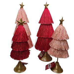 Ashland Tassel Tiered Tree Tabletop Decor w/ Matted Gold Star Tree Topper NEW